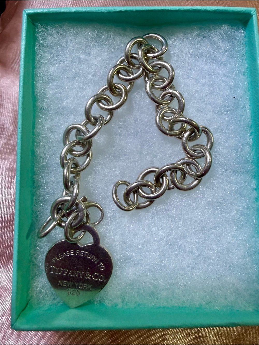 Tiffany & Co. Heart Tag Link Bracelet - Silver with Blue Box Accent